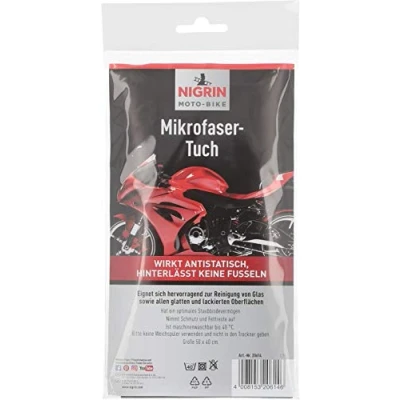 Abbildung von NIGRIN MOTO BIKE Microfasertuch für Motorrad Größe 50 x 40 cm, geeignet zur Reinigung von Glas und glatten Oberflächen, waschbar bis C