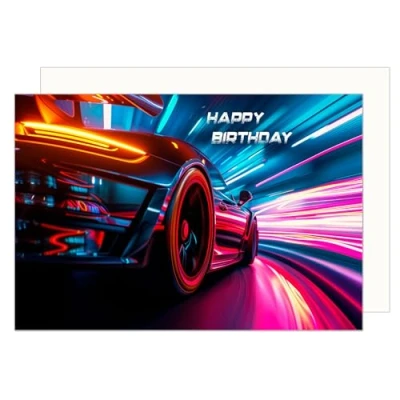Abbildung von Edition Seidel Premium Geburtstagskarte mit Umschlag. Glückwunschkarte Karte Billet Geburtstag Happy Birthday Mann Frau Rennwagen Sportwagen Auto (G3535 SW024)