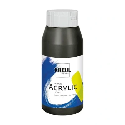 Abbildung von KREUL 17009 Solo Goya Triton Acrylfarbe schwarz, 750 ml Flasche, schnell und matt trocknend, Farbe auf Wasserbasis, in Studioqualität, vielseitig einsetzbar, gut deckend ergiebig