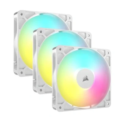 Abbildung von CORSAIR RS120 ARGB 120mm PWM Lüfter Daisy Chain Verbindung Geräuscharm Magnetisches Dome Lager Dreierpack Weiß