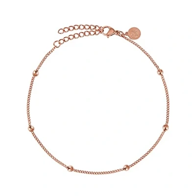 Abbildung von GD GOOD.designs Fußkettchen für Damen Rosegold Wasserfest Fußkette mit kleinen Perlen Dots 18K vergoldet Frauen Edelstahl Fußschmuck