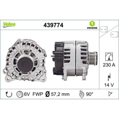 Abbildung von VALEO 439774 Lichtmaschine 14V 230A VOLKSWAGEN: Touareg II