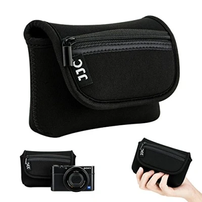 Abbildung von JJC Neopren Kameratasche für Sony RX100 III IV V VA VI VII Z V1 HX99 HX95 HX90 HX60V / Olympus TG 7 6 5 Pana. Lumix DMC TZ81 Canon G7X Mark II SX620 SX740 Ricoh GR (Schwarz)