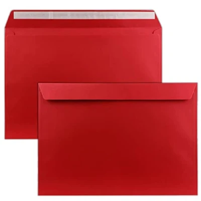 Abbildung von 10x große XXL Briefumschläge DIN C4 in Rosenrot 22,9 x 32,4 cm Haftklebung ohne Fenster Versandtasche für A4 geeignet