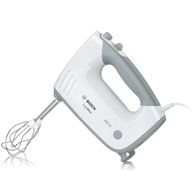 Abbildung von BOSCH Handmixer »ErgoMixx MFQ36400, Edelstahl Rührbesen/Knethaken, 5 Stufen, weiß«, 450 W, Stufen plus Turbostufe, Made in Europe