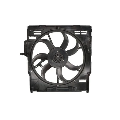 Abbildung von NRF 47843 Lüfter 517 12 600 mit Kühlerlüfterrahmen (Zarge), bürstenloser Motor BMW: X5