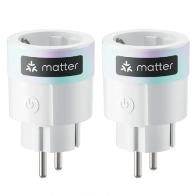 Abbildung von SwitchBot Plug Mini Matter fähig mit Leistungsüberwachung, WLAN &amp; Bluetooth Steuerung, kompatibel Alexa, Google Home, Apple Home und Assistant, Sprachsteuerung &amp;Remote App Zugriff, 16A Type F