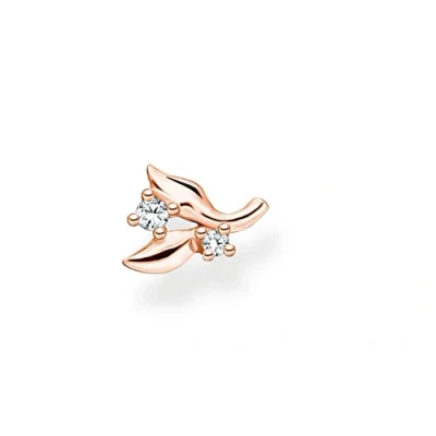 Abbildung von Thomas Sabo Damen Einzel Ohrstecker Rosegold Blätter mit weißen Steinen 925 Sterlingsilber H2222 416 14