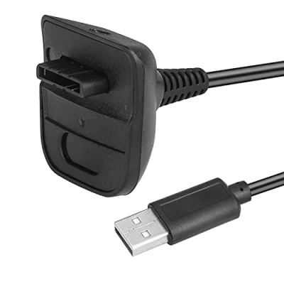 Abbildung von CABLEPELADO Ladekabel für die kabellose Fernbedienung, kompatibel mit Xbox 360, USB Ladegerät, 4800 mAh, 2.0, 1,8 m langes Kabel, Schwarz
