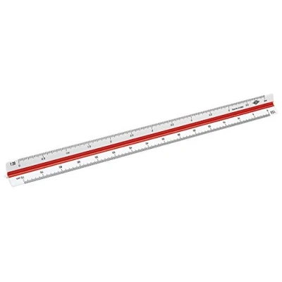 Abbildung von Wedo 5255002 Dreikantmaßstab (Ingenieur DIN, aus Kunststoff, 30 cm, Skalierung 1:2.5, 1:5, 1:10, 1:20, 1:50, 1:100) weiß