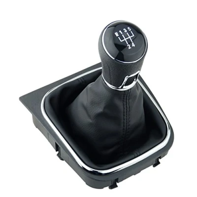 Abbildung von L &amp; P Car Design L&amp;P A256 6 Schaltsack Schaltmanschette Schwarz Schaltknauf 5 Gang kompatibel mit VW Golf V VI Rahmen Komplettset Knauf Plug Play Ersatzteil für 1K0711113 5K0711113 1K8711113