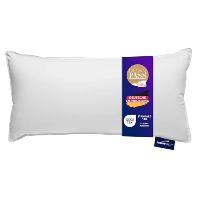 Abbildung von Traumnacht Komfort Daunenkissen mit hochwertiger Halbdaunenfüllung und daunendichtem Bezug aus 100% Baumwolle, Öko Tex zertifiziert 40 x 80 cm, entwickelt in Deutschland