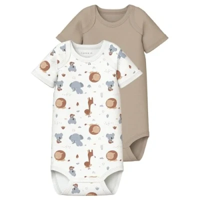 Abbildung von Name it Nbnbody Animal Unisex 2 PACK Body für Kinder, Größe: 98, Bright white