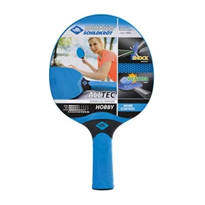 Abbildung von Donic Schildkröt Outdoor Tischtennisschläger Alltec Hobby, Kunststoffschläger, wetterfest robust abwaschbar, 733014, Black Cool Gray Puma Silver