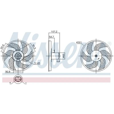 Abbildung von NISSENS 850084 Lüfter 301 12 80 ohne integrierten Regler DACIA: SANDERO 2