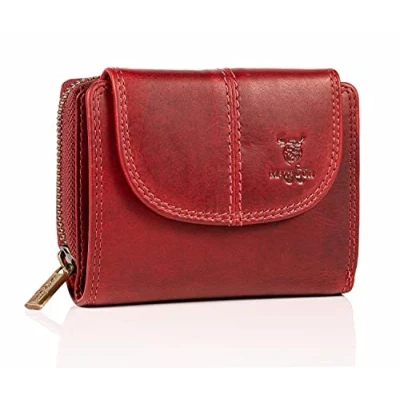 Abbildung von MATADOR SARAGOSSA Leder Geldbörse Damen Rot Mittelgroß mit Geschenk Box Luxus RFID Gross, Rote Groß Viele Fächer Edles Portemonnaie Brieftasche