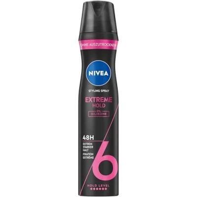Abbildung von NIVEA Extreme Hold Styling Spray, stärkendes Haarspray mit Panthenol &amp; Vitamin B3, zuverlässiger Haarlack für Stylings bis zu 48h Halt (Haltestufe 6), veganes Pflegespray (250 ml)