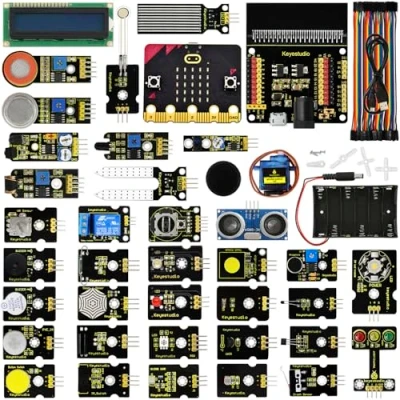 Abbildung von KEYESTUDIO BBC Micro:bit V2 37 In 1 Sensor Starto Kit Microcontroller Starter mit Microbit V2.2, PDF Tutorials und Erweiterungskarte enthalten für Micro bit