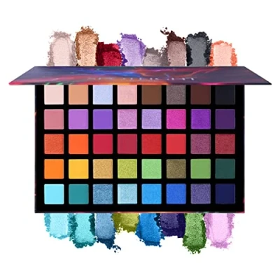 Abbildung von UCANBE 40 Colors Spotlight Lidschatten Palette Multi Reflective Shimmer Glitter Peacock Professionelle Matte Make up Hochpigmentierte bunte Puder