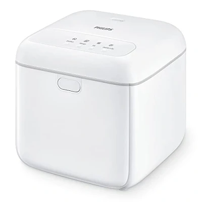 Abbildung von Philips UV C Desinfektionsbox (135 W), Desinfektion mit Licht, Sterilisator für Babyflaschen, Geschirr, Handy, Schlüssel u.v.m., 10 L Fassungsvermögen, weiß