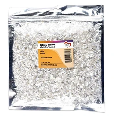 Abbildung von Ideen mit Herz Streu Deko Metallic Flocken silber 80 g