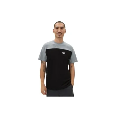 Abbildung von Vans Herren Script Crew Block Ss T Shirt, Black Grey Heather, S