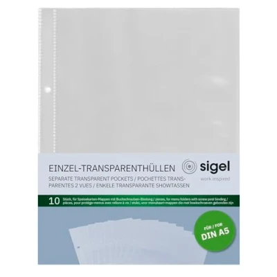Abbildung von SIGEL SM191 Einzel Transparenthüllen für A5 Speisekarten Mappen, 10 Stück