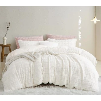 Abbildung von Lanqinglv Plüsch Bettwäsche 135x200 Kunstfell Weiß Flauschig Winterbettwäsche Warme Kuschelig Flanell Fleece Cashmere Touch Biber Bettbezug mit Reißverschluss und 1 Kissenbezug 80x80cm