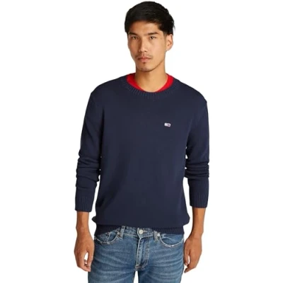Abbildung von Tommy Jeans SLIM Essentials Strickpullover, Herren, Größe: Small, Dark night navy