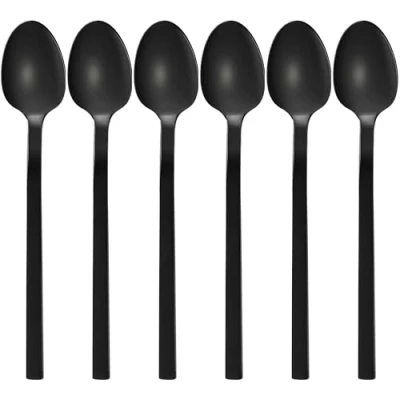 Abbildung von GRÄWE Kaffeelöffel, Serie Lissabon, 6er Set, schwarz, Teelöffel, Edelstahl titanbeschichtet, Kuchenlöffel, Mokkalöffel, Zuckerlöffel, kleiner Löffel, hochglanzpoliert, spülmaschinengeeignet