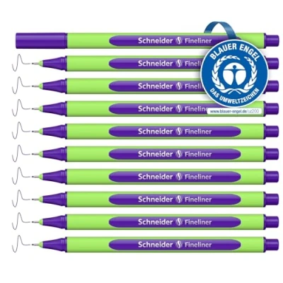 Abbildung von Schneider Line Up Fineliner (Strichstärke 0,4 mm, aus biobasiertem Kunststoff, ausgezeichnet mit Der blaue Engel) 10 Stück, daytona violet