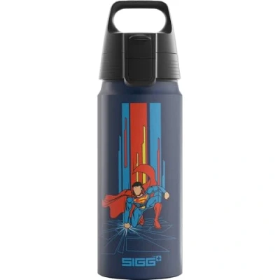 Abbildung von SIGG Alu Trinkflasche Kinder WMB ONE Superman Blau Kohlensäuregeeignet Auslaufsicher Federleicht BPA frei Klimaneutral Zertifiziert Sport &amp; Schule 0,6L