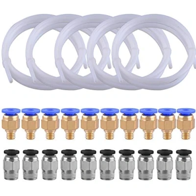 Abbildung von SIQUK 5 Stück PTFE Teflonrohr(1 Meter) mit 10 PC4 M6 Schnellkupplung und M10 Gerade Pneumatikkupplung Zum Verbinden von 3D Drucker 1,75 mm Filament
