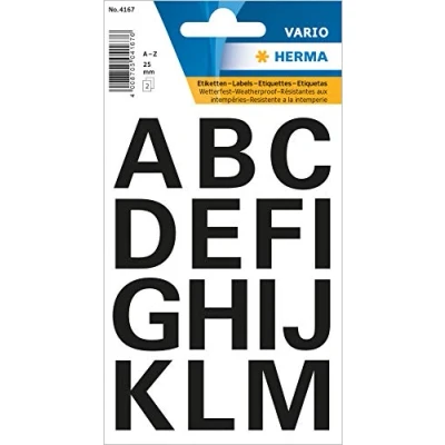 Abbildung von Herma Buchstaben, 25mm, A Z, wetterfest, Folie, schwarz, 4167