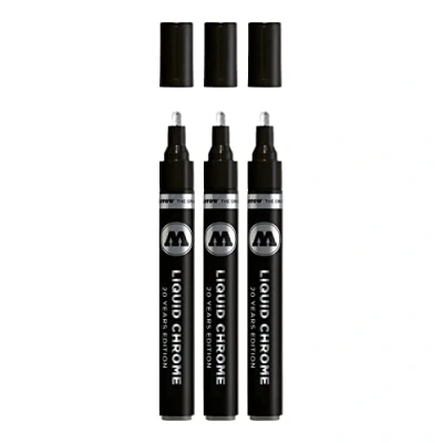 Abbildung von Molotow Liquid Chrome Marker 4,0 mm (Metallic Stift mit Spezialtinte echtem Spiegeleffekt für Modellbau, Graffiti &amp; Hobby) 3 Stück chrom