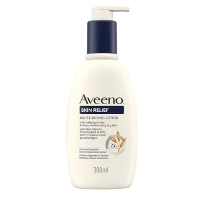 Abbildung von Aveeno Skin Relief Feuchtigkeitsspendende Bodylotion (300 ml), parfümfreie Körperlotion für sehr trockene Haut, natürliche Hautpflege mit beruhigendem Hafer &amp; Sheabutter, vegan*