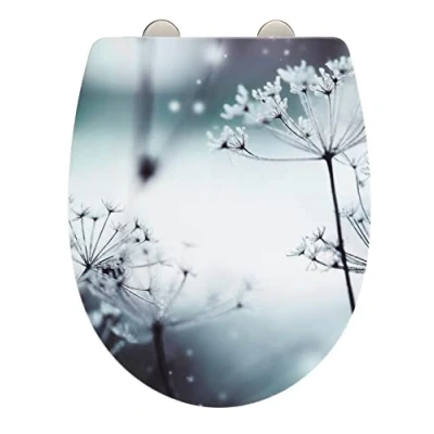 Abbildung von WENKO WC Sitz Mod. Polar mit Hochglanz Oberfläche, Toilettendeckel Absenkautomatik aus bruchstabilem Thermoplast, 36,5 x 45 cm, Winter Motiv