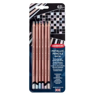 Abbildung von Derwent 2305602 Metallic Bleistift Pastell Blister 6er Set Profi Qualität