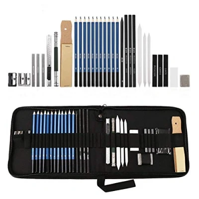 Abbildung von Lypumso Bleistifte Set Zeichenset für Skizzieren und Zeichnen Profi Art Geeignet Anfänger Schüler Künstler, Skizzierstifte mit Kit Tasche (33 Stück)