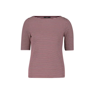 Abbildung von zero MIT Uboot Ausschnitt Tshirt print, Damen, Größe: 34, Dark red/cream