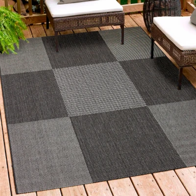 Abbildung von andiamo In und Outdoor Teppich wetterfest Arizona Balkon wasserfest auch nutzbar als Wohnzimmerteppich oder Küchenteppich Anthrazit 67 x 140 cm