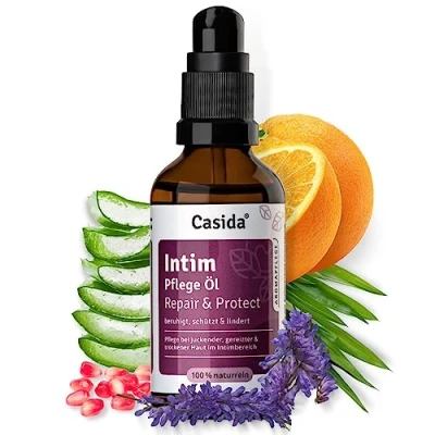 Abbildung von Casida® Intimpflege Öl Repair &amp; Protect aus 100% naturreinen Ölen Pflege bei Scheidentrockenheit, Inkontinenz, Scheideninfektion, Scheidenpilz 50 ml