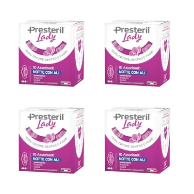 Abbildung von Lady Presteril, Outdoor Binden mit Flügeln aus 100% biologisch abbaubarer Baumwolle, 4 Packungen je 10 Stück (insgesamt 40 Stück)