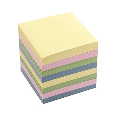 Abbildung von D.RECT Zettelklotz Notizklotz Ersatzpapier (für Zettelbox) 85x85x80mm circa 750 blatt sortiert Pastellfarbmix