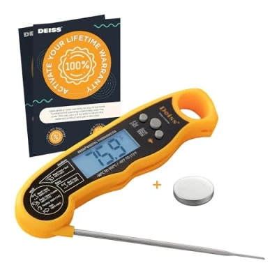 Abbildung von Deiss PRO Digitales Fleischthermometer Blitzschnelle Bratenthermometer, präzise Messwerte mit Hintergrundbeleuchtung, Küchenthermometer Sofortablese