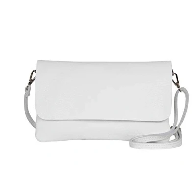 Abbildung von AmbraModa GLX11 Crossbodytas, Clutch, telefoontas van echt leer met afneembaar en verstelbare schouderriem, passend voor mobiele telefoons tablets tot 7 inch (Weiß)