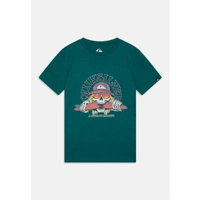 Abbildung von Quiksilver Skull Feast Unisex Tshirt print für Kinder, Größe: 176, Aquifer