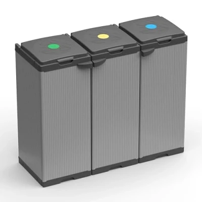 Abbildung von Adventa: Schrank Tris für Mülltrennung aus Kunststoff, einfach zu montieren, modulares System, geeignet Säcke von 80 110 l, robust, Innen und Außenbereiche, 102 L x 38 T 87 H cm