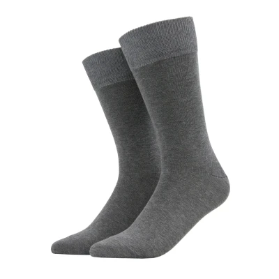 Abbildung von FALKE Herren Socken Happy Double Pack M So Baumwolle einfarbig 2 Paar, Grau Light Grey Melange 3390, 47 50