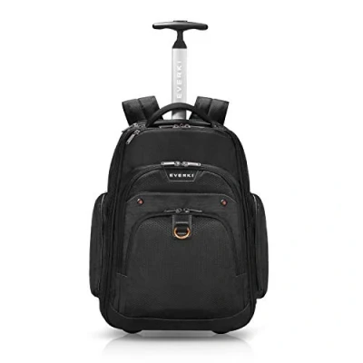 Abbildung von EVERKI Atlas Laptop Rucksack mit Rollen, verstellbares Fach für 13 bis 17,3 Zoll, auf Rollen Erwachsene, Rollender Handgepäck, Reiserucksack, Professional (EKP122) Schwarz